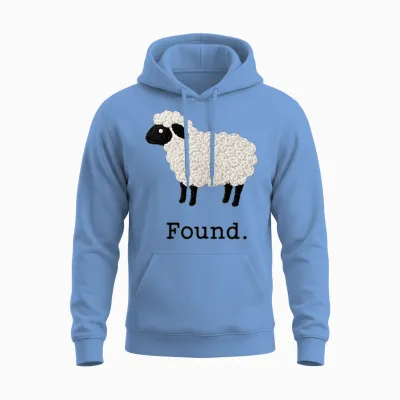 Found Sheep Psalm 23 Christian Faith Lamb Minimalist Unisex Hoodie - Carolina Blue