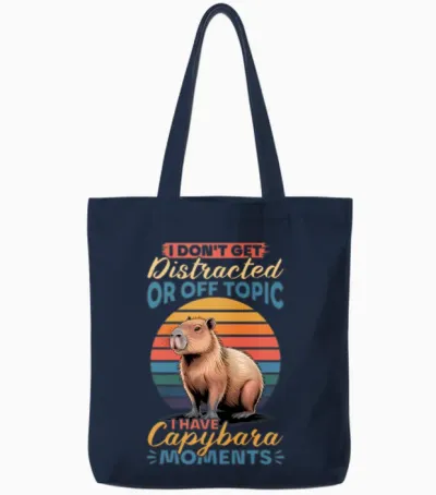 Funny Capybara Tote Bags - Navy