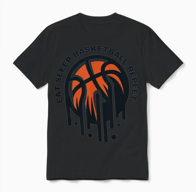 Eat Sleep Basketball Repeat Unisex T-Shirt in Black
