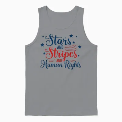 Stars and Stripes and Human Rights Patriotic 2 Sides Unisex Tank Top - Sport Grey