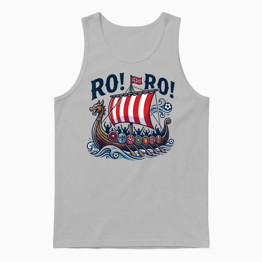 Ro Ro Norway Viking Ship Soccer Norwegian Fan Men Women Unisex Tank Top in Ash