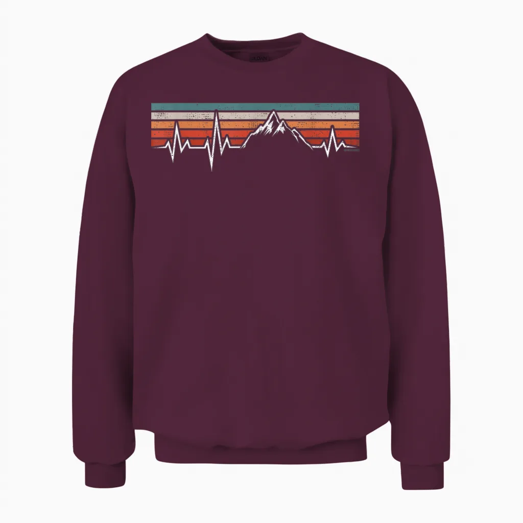 Herzschlag Berge Bergwandern Wandern Berg Ekg Wander Unisex Sweatshirt in Maroon