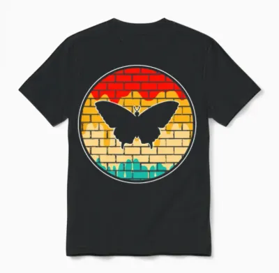 Butterfly Retro Unisex T-Shirt - Black