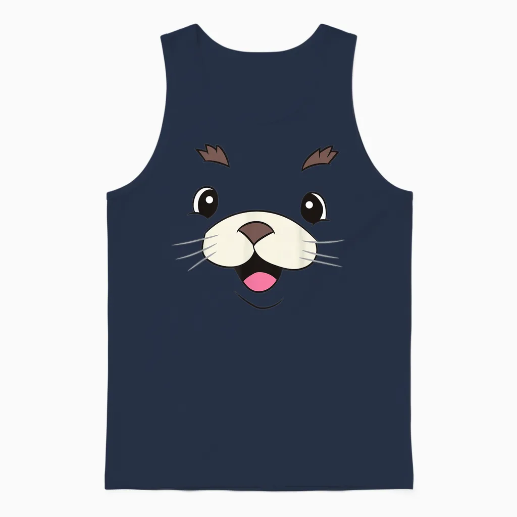 Lustiges Robbe Kostüm Lazy Halloween Kostüm Süße Robbe Unisex Tank Top in Navy