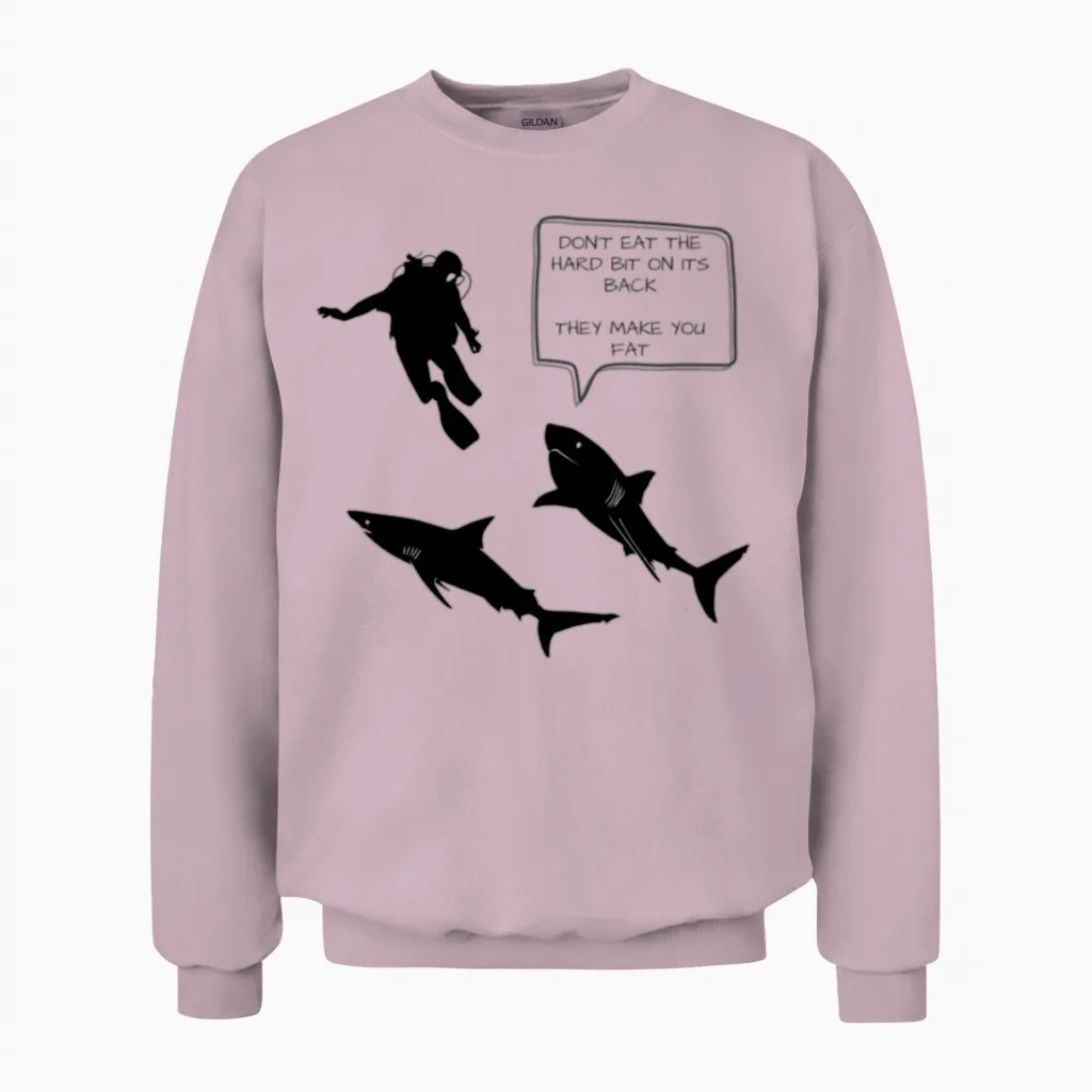 Funny Scuba Diving with Sharks T-Shirt Gift Unisex Sweatshirt in Light Pink