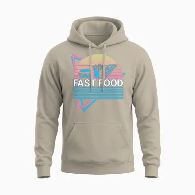 Fast Food Retro Unisex Hoodie - Sand