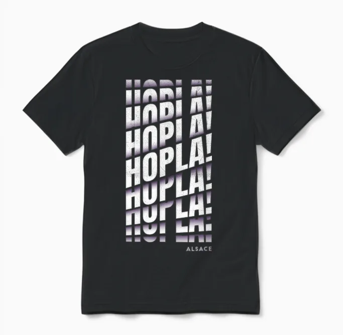 Hopla! Alsatian Vocabulary Gift Idea Alsace Alsatian T-Shirt, Black, S Unisex T-Shirt in Black