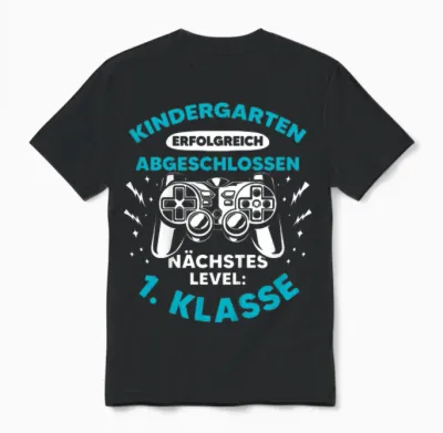 Schulkind Cooles Gamer Zocker Jungs Einschulung Schulanfang Unisex T-Shirt - Black