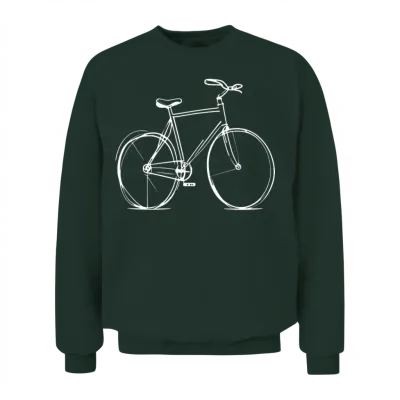 Bicycle Bike Cycle - Line Drawing - Cyclist Biking Unisex Sweatshirt - Forest
