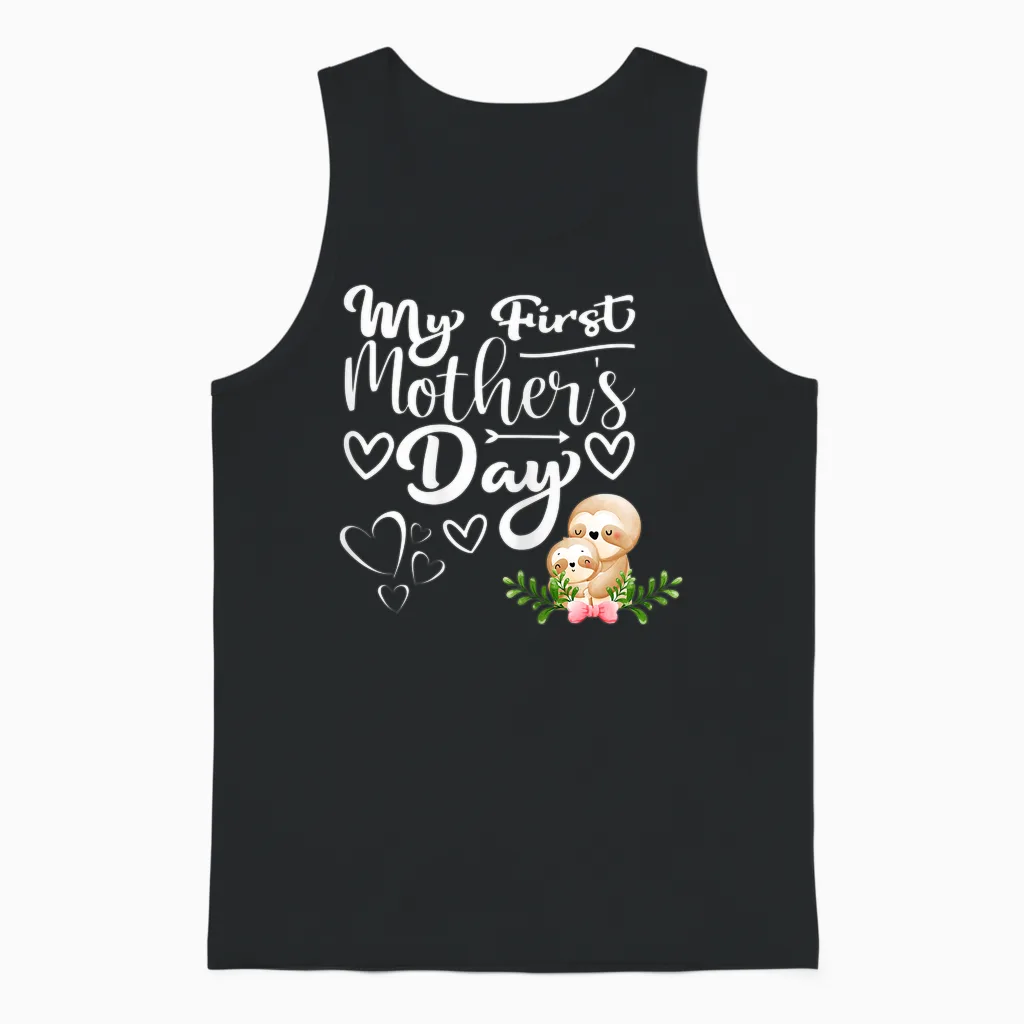 Damen 1. Muttertag Als Mama Faultier Mama Mein Erster Muttertag Unisex Tank Top in Black