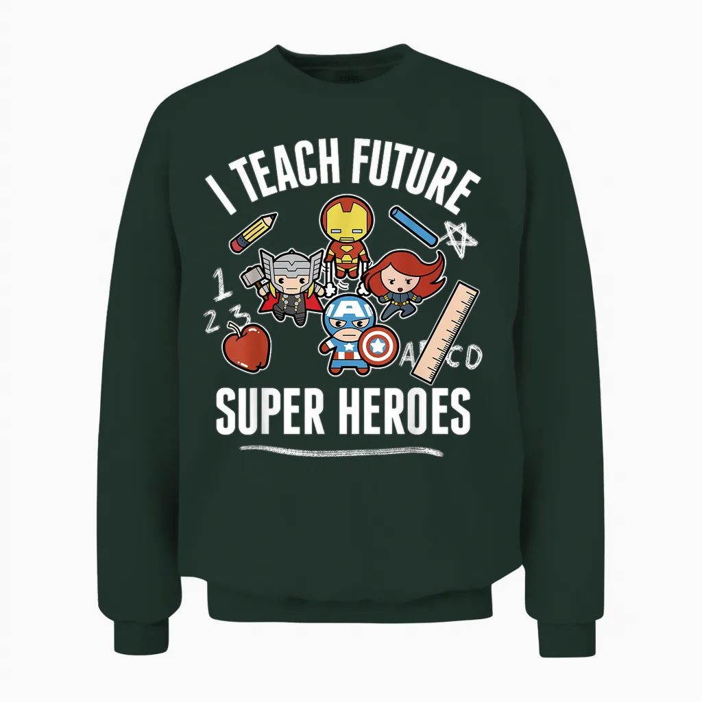 Marvel Avengers Classic I Teach Super Heroes Graphic Unisex Sweatshirt in Forest