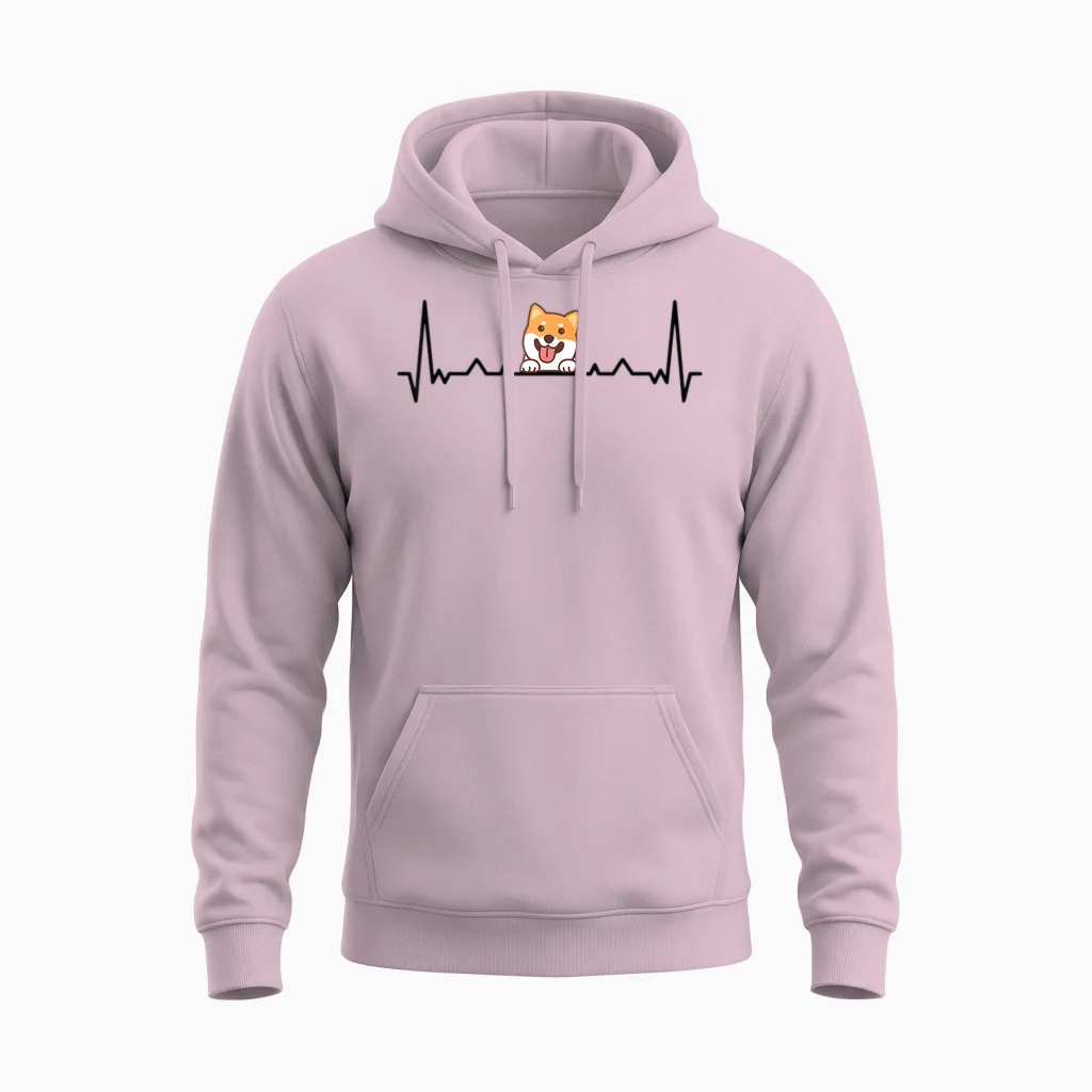 Shiba Inu Heartbeat Funny Shiba Inu Owner for Dog Lovers Unisex Hoodie in Light Pink