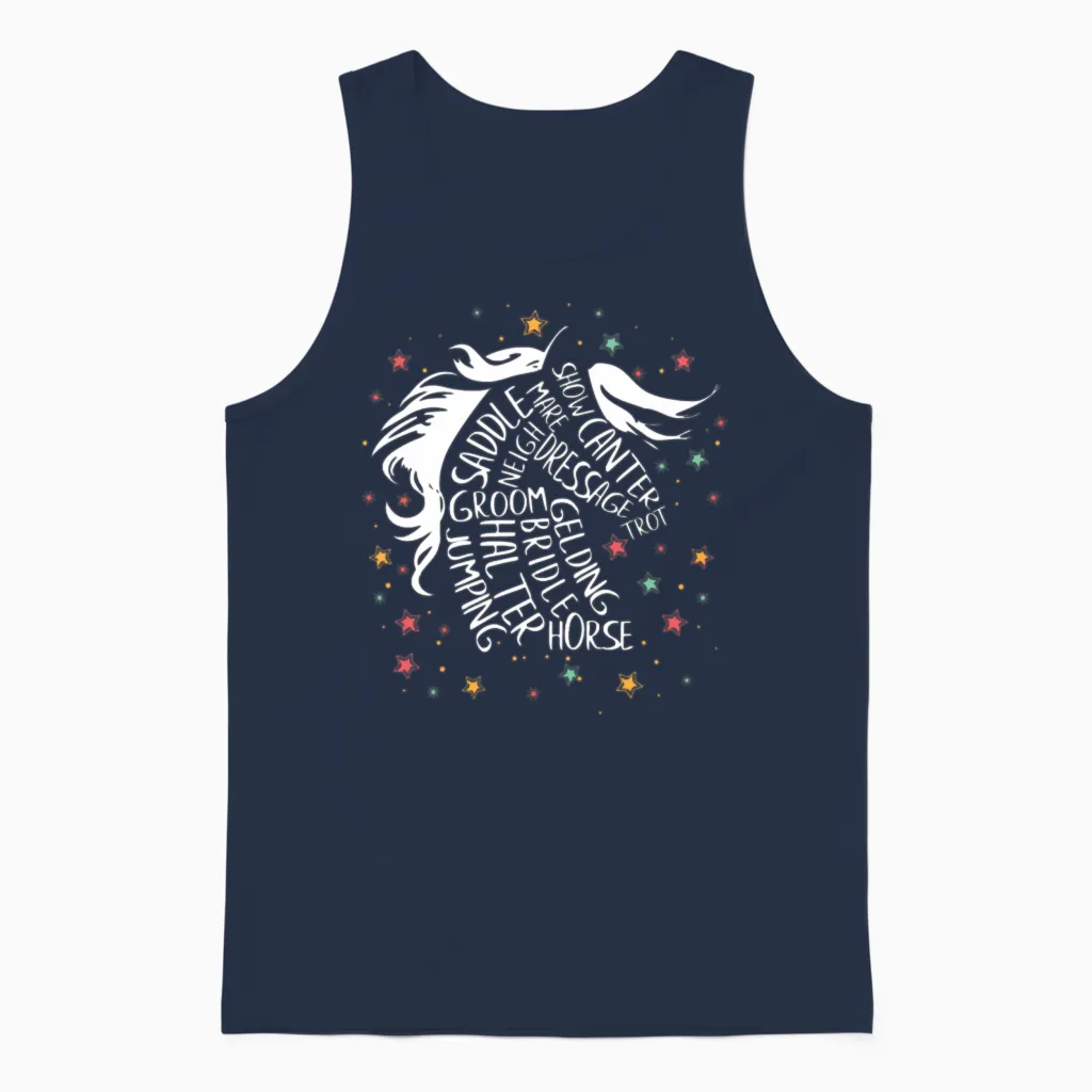 Girls Horse Hobby Horses Horseback Unisex Tank Top in Navy