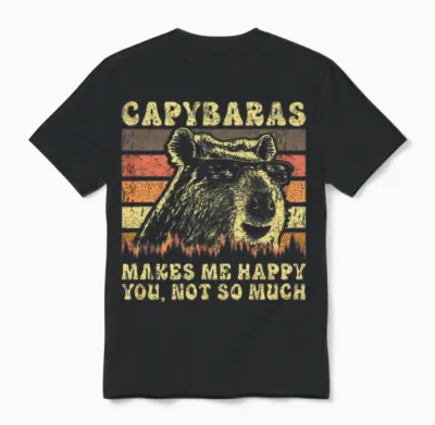 Capybara Retro Unisex T-Shirt - Black