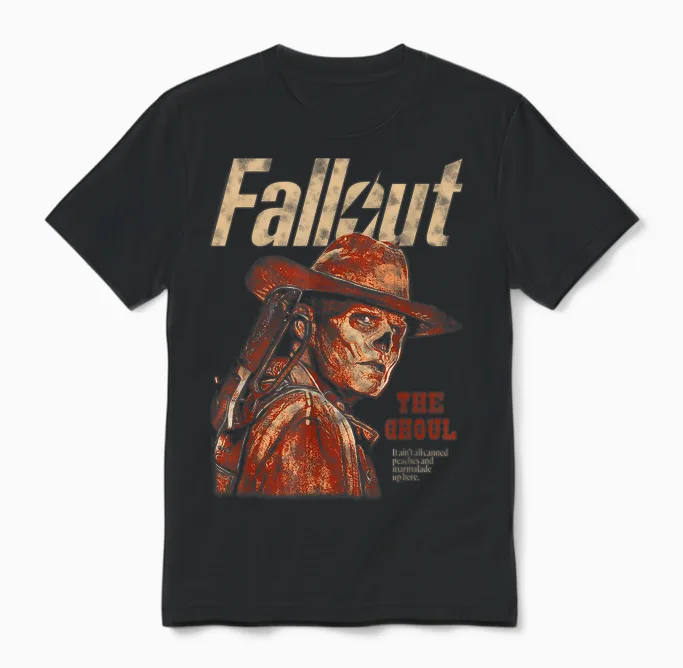 Fallout the Ghoul Silhouette Portrait Tv Show Unisex T-Shirt in Black