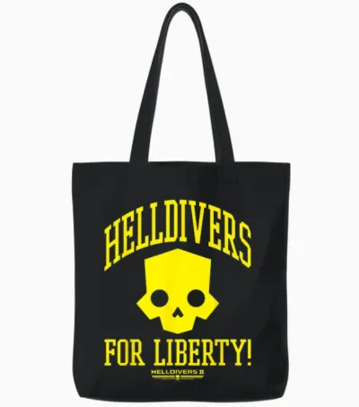 Helldivers 2 Sony Playstation Video Game for Liberty! Icon T-Shirt, Black, S Tote Bags - Black