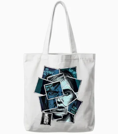 The Last of Us Part Ii Elie You Can't Stop This Big Portrait T-Shirt, Black, S Tote Bags - White