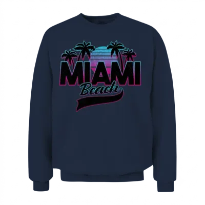 Retro Miami Beach Sunset Palm Trees Unisex Sweatshirt - Navy