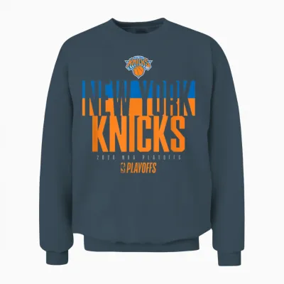 Nba Official 2026 Playoffs New York Knicks Stacked Unisex Sweatshirt - Dark Heather