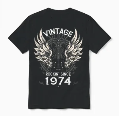 Vintage Rockin' Since 1974 – 51 Years of Bold Unisex T-Shirt - Black