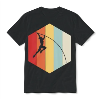 Retro Pole Vault Silhouette Unisex T-Shirt - Black