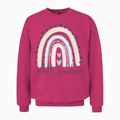 Math Teacher with Rainbow Unisex Sweatshirt - Heliconia