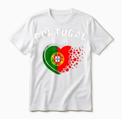 Portugal Flag Heart Outdoor Travel Portuguese to Portugal Unisex T-Shirt - White