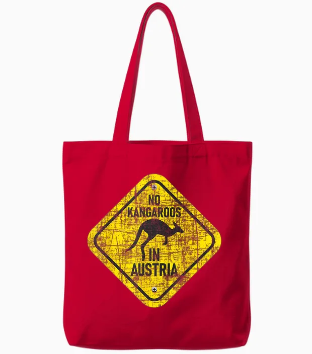 Zookeeper Wildlife Animal Lover T-Shirt with German Text "no Kangaroo in Austria, Black Tote Bags in Red
