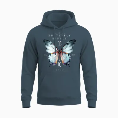 Backprint Butterfly Mode Fashion Damen Herren Schmetterling Unisex Hoodie - Dark Heather