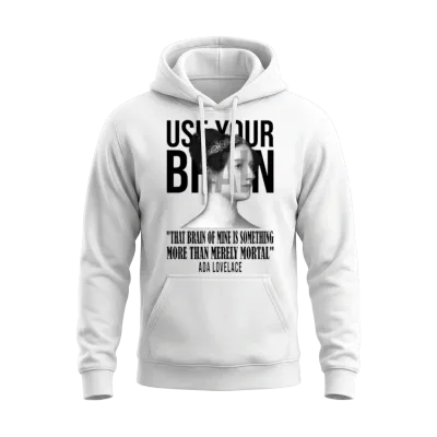 Use Your Brain Ada Lovelace B Unisex Hoodie - White