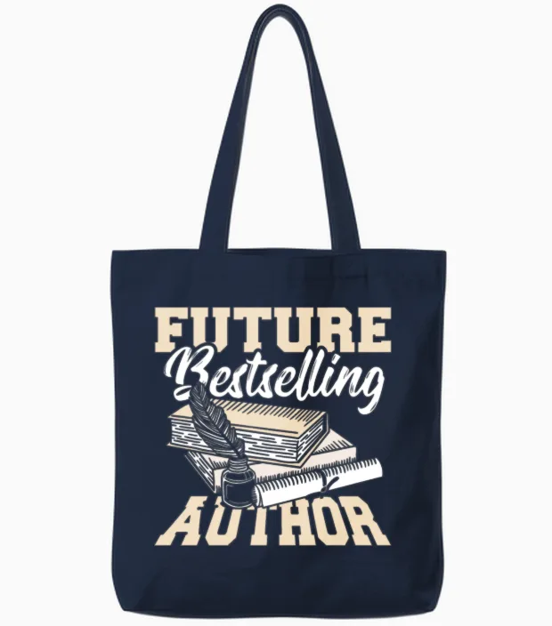 Novel Bookworm Writing Author Must Haves Tote Bags in Navy