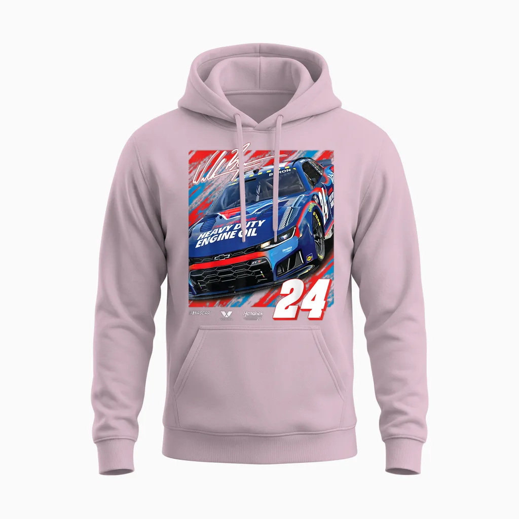 Nascar - William Byron - Valvoline Full Throttle Unisex Hoodie in Light Pink