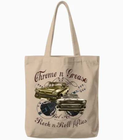 Chrome N Grease Bel Air Usa Chevy Classic Car Tote Bags - Natural