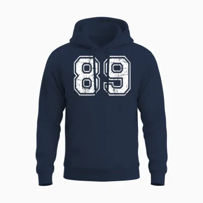89 Matching Universitaire Grunge De Sports D'équipe Numéro Quatre-Vingt-Neuf Unisex Hoodie - Navy