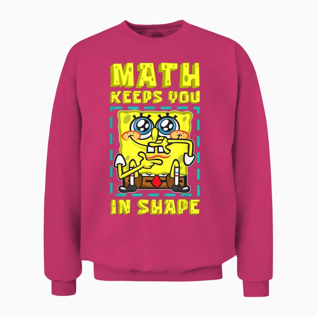 Mademark X Spongebob Squarepants - Spongebob Math Keeps You in Shape Funny Math Joke Students Unisex Sweatshirt in Heliconia