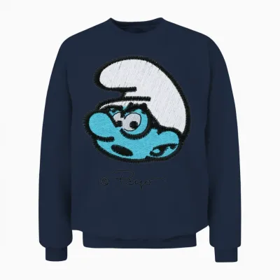 Smurfs Design with Brainy Smurf Unisex Sweatshirt - Navy