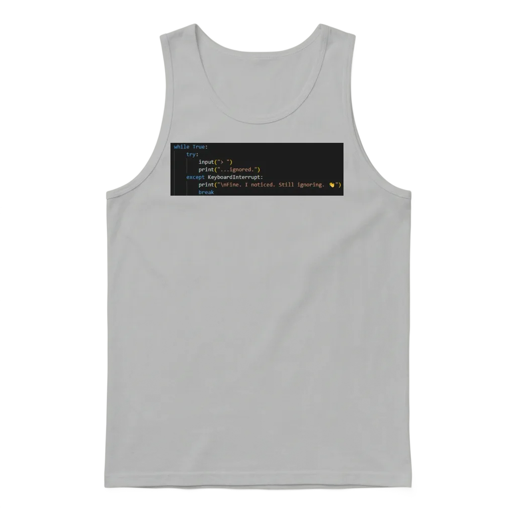 Python Ignore Script | Funny Programming Design Unisex Tank Top - Ash