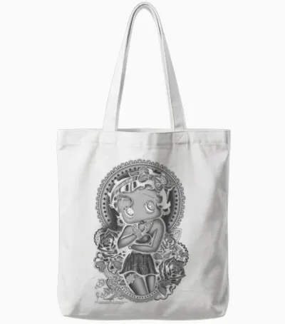Betty Boop Fashion Roses Tote Bags - White