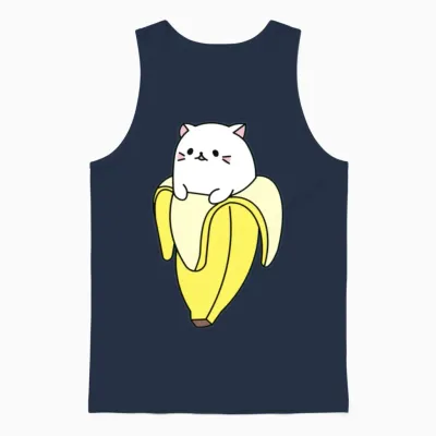 Banana Cat Unisex Tank Top - Navy