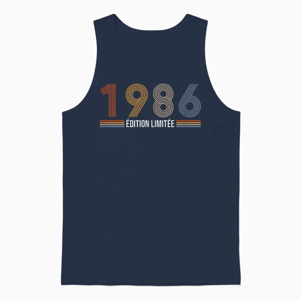 Vintage 1986 Limited Edition 39th Anniversary Retro 39 Years Unisex Tank Top in Navy
