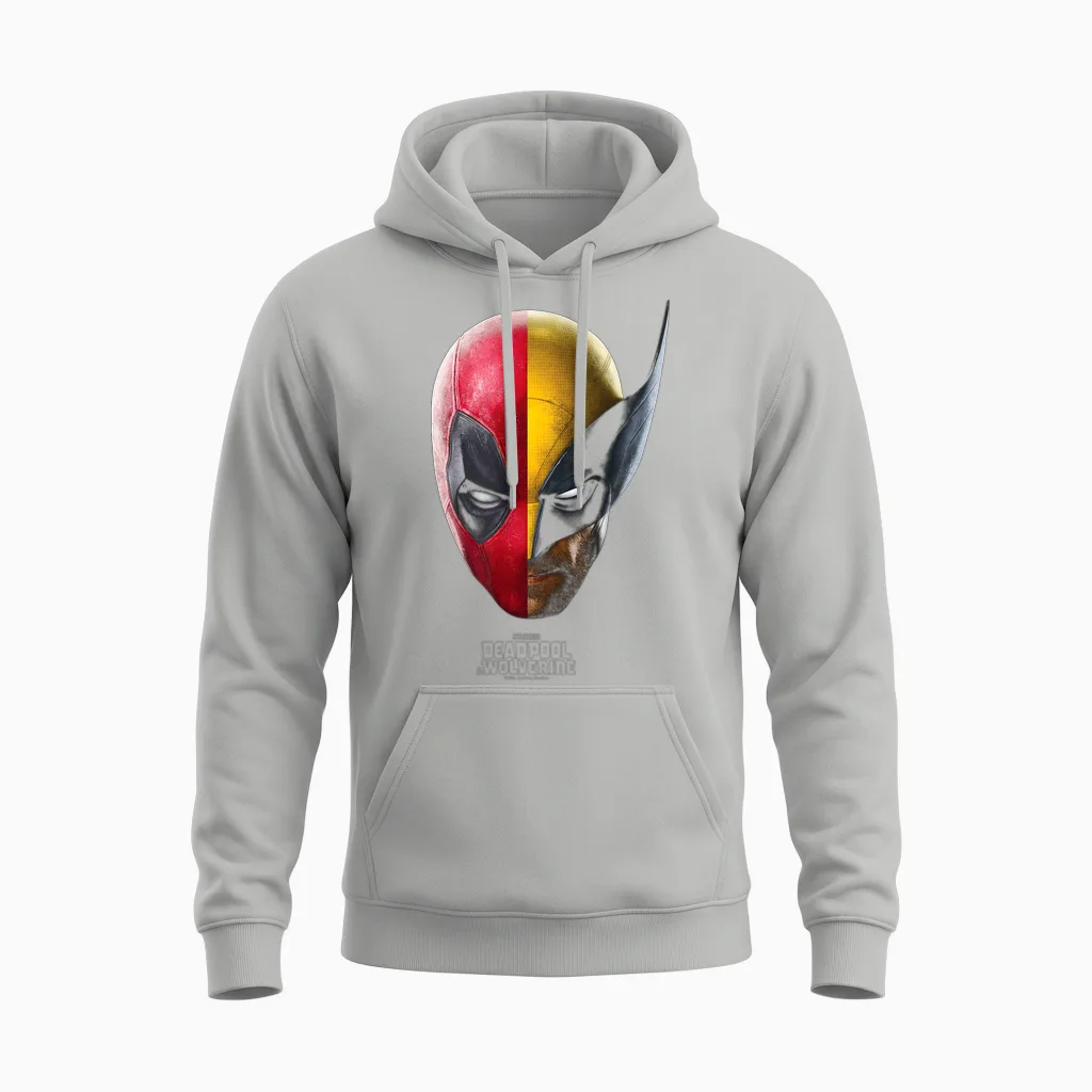 Marvel Deadpool & Wolverine Portrait T-Shirt, Black, S Unisex Hoodie in Ash