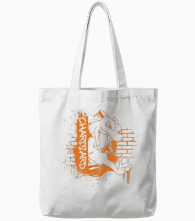 Pokémon Charizard Orange Street Art Graffiti Logo Tote Bags - White