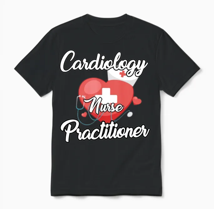 Cardiology Nurse Practitioner Apparel Unisex T-Shirt in Black