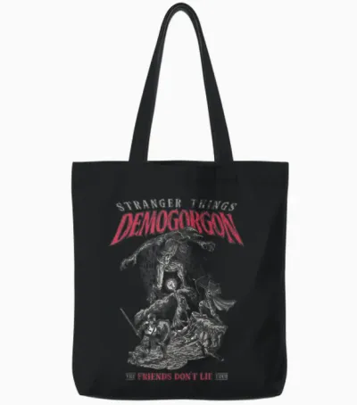 Stranger Things Demogorgon Friends Dont Lie Tote Bags - Black