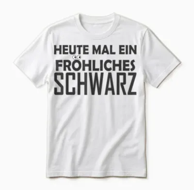 T-Shirt with German Text "heute Mal Ein Fröhliches Schwarz [, Black, S Unisex T-Shirt - White