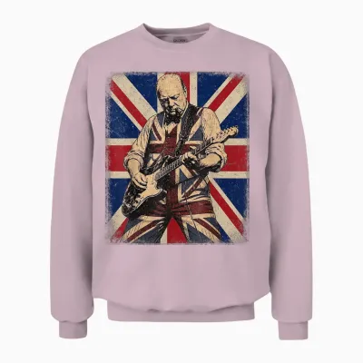 Drapeau Britannique Vintage Boss Winston Churchill Jouant De La Guitare Unisex Sweatshirt - Light Pink