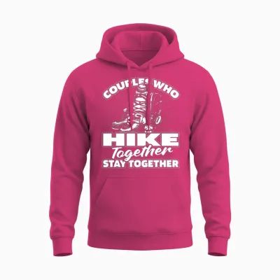 Hiking Hike Couple Unisex Hoodie - Heliconia