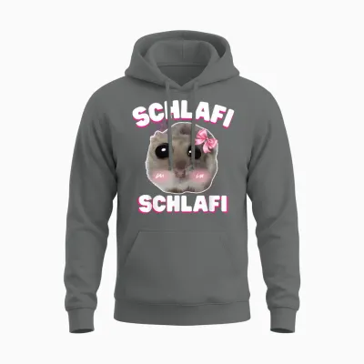 Schlafi Schlafi Funny Sad Hamster Cute Hamstie T-Shirt, Black Unisex Hoodie - Graphite Heather
