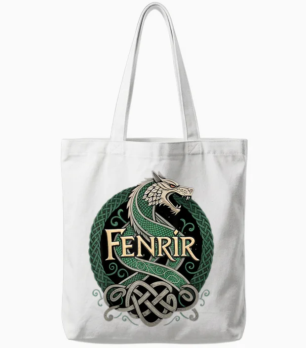 Fenrir Rustic Celtic Knot T-Shirt, Black, S Tote Bags in White