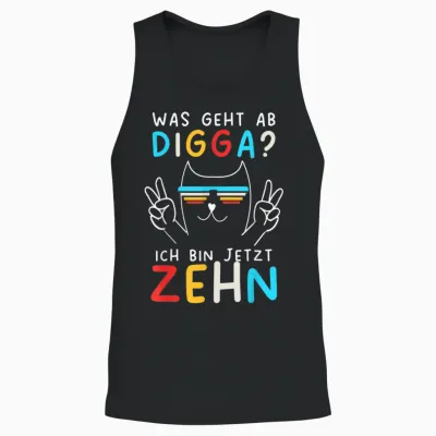 10 Years Birthday Boy Digga Ich Bin Zehn T-Shirt, Black Unisex Tank Top - Black